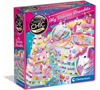 Clementoni - Crazy Chic - Coffret créatif Licorne - Créer tes bracelets en perles colorés avec charms et pompoms - Dés 7ans