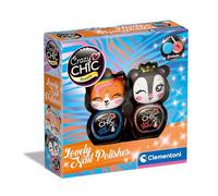 Clementoni Crazy Chic - Lovely Nail Polish : Panthère et Renard - Kit 2 colorés, Vernis pour Filles 6 Ans, décoration des Ongles, Non Toxique, à Base d'eau, Amovible sans acétone, 18811, Multicolore