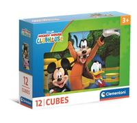 Clementoni - Cubes Puzzle Mickey Mouse 12 Cubes - 3 Ans et + - Jeu de société Premier âge - Idée Cadeau