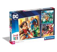 Clementoni- DC Comics Justice League Supercolor League-3x48 Enfants 5 Ans, Boîte De 3 (48 Pièces), Puzzle Dessin Animé-Fabriqué en Italie, 25296