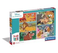 Clementoni- Disney Classics Supercolor Classics-3x48 Enfants 5 Ans, Boîte De 3 (48 Pièces), Puzzle Dessin Animé-Fabriqué en Italie, 25285