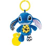 Clementoni Disney Peluche-Stitch pour la route - Jouet doux à suspendre avec éléments multisensoriels, hochet et différents tissus, Lavable, Stimule le développement sensoriel, 3 mois et plus