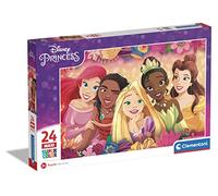 Clementoni- Disney Princess Supercolor Princess-24 Maxi Pièces, Enfants 3 Ans, Puzzle Dessin Animé-Fabriqué en Italie, 24241