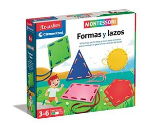 Clementoni Education Clementoni Montessori Formes et Liens, Jeu éducatif Géométrie, Jouet Espagnol à partir de 3 Ans (55450), Divers, Moyen