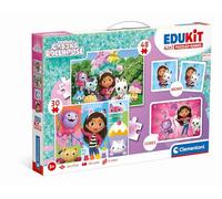 Clementoni Edukit 18319 Gabby's Dollhouse - Collection de Jeux 4 en 1 pour Enfants d'âge préscolaire à partir de 3 Ans - avec 2 Puzzles, Jeu de mémo et Puzzle de dés