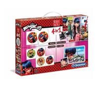 CLEMENTONI - Edukit 4 en 1 Miraculous - Puzzle, Mémo, Domino et Cubes
