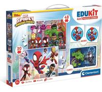 Clementoni Edukit 4 in 1 Spidey and His Amazing Friends (Memo, Puzzle 30 et 48 pièces, 6 cubes), éducatif, pour enfants, jeu de mémoire et de logique, Fabriqué en Italie, Multicolore - 18295