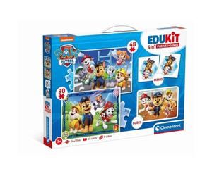 Clementoni - Edukit - Pat'Patrouille - Coffret d'activités préscolaire 4 en 1 - Puzzles, Cubes et Mémo - Fabriqué en Italie