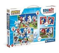 Clementoni Jouet Éducatif 4 in 1 Sonic (Enfants Puzzle 30 Pieces and 48 Pieces, 6 Cubes, 1 Memo), pour Enfants 3-5 Ans, Fabriqué en Italie, 18318