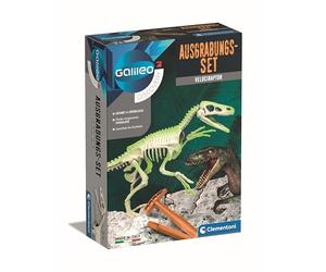 Clementoni Galileo Discovery - Kit d'excavation Velociraptor pour Enfants à partir de 7 Ans - Déterrer des fossiles de Dinosaures avec Marteau et ciseau - pour Petits chercheurs - Clementoni 59174
