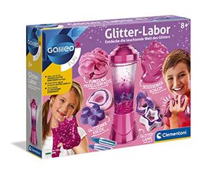 Clementoni Galileo Fun 59224 - Laboratoire à Paillettes, Bricolage et expérimentation avec Paillettes, Craie, Slime, pâte à Modeler, Lampe à Lave pour Enfants à partir de 8 Ans