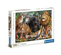 Clementoni Gatos Salvajes 500pzs Does Not Apply Collection Wild Cats 500 pièces-fabriqué en Italie, Adulte, Puzzle Animaux, 35126, Multicolore, Medium