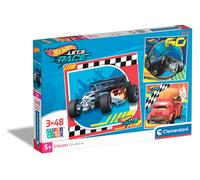 Clementoni Puzzle Hotwheels 3x48 pièces – 5 ans – Dessin animé – Fabriqué en Italie