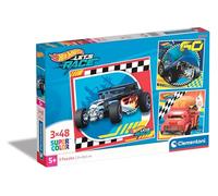 Clementoni Hotwheels 3x48 Enfants 5 Ans, Boîte De 3 (48 Pièces), Puzzle Dessin Animé, Fabriqué en Italie - 25313