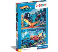 Clementoni Hotwheels Kinder Puzzle 2 x 60 pièces - Puzzle Hotwheels 27 x 19 cm pour enfants à partir de 4 ans - Jeu d'adresse de Clementoni 24816