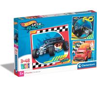Clementoni Hotwheels Puzzle 3 x 48 pièces - Puzzle de voitures pour enfants à partir de 5 ans - Puzzle coloré pour enfants avec une luminosité et une intensité de couleur particulières 25313