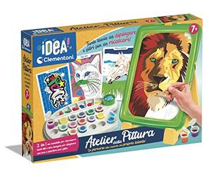 Clementoni Idea 18677 Atelier de peinture, jeu d'art pour enfants de 7 ans et plus, kit créatif avec chevalet, ardoise, tempère et pinceaux à peindre par numéros, fabriqué en Italie, langue italienne