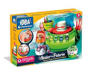 Clementoni Idea - 52312 - L'Atelier de Poterie - Façonne l'Argile et Décore tes Créations - Jeu pour Enfants à partir de 7 Ans et Plus - avec Plateau Tournant, Pots de Peinture, et Chargeur