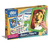 Clementoni Idea - Atelier de la peinture, jeu d'art pour enfants de 7 ans - Set créatif avec trépied, tableau noir, tempères et pinceaux pour peindre avec numéros, fabriqué en Italie, langue