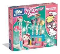 Clementoni Idea - Atelier Hello Kitty - Lot de 5 stylos et figurines, décorations et autocollants, jouet créatif et coffret cadeau pour enfants à partir de 6 ans