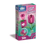 Clementoni Idea - Create Your Flowers, Kit créatif pour composer des fleurs, enfants 8 ans avec 2 tulipes en papier à assembler et personnaliser, idée cadeau de jeu Made in Italy, Langue italienne