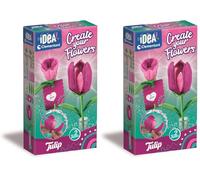 Clementoni Idea - Create Your Flowers, Kit créatif pour composer des fleurs, enfants 8 ans avec 2 tulipes en papier à assembler et personnaliser, idée cadeau de jeu Made in Italy, Langue italienne