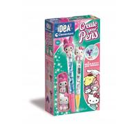 Clementoni Idea - Create Your Pens Hello Kitty et My Melody, Mini Lab Stylos Personnalisables pour Enfants de 6 Ans et Plus, kit créatif avec 2 stylos à décorer et Personnages, 18433