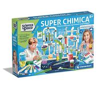 Clementoni Jeu Lab-Super Chimique, kit d'expériences Science, Laboratoire Scientifique 8 Ans, Manuel en Italien, fabriqué en Italie, Multicolore, 19252