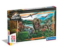 Clementoni- Jurassic World Supercolor World-104 Maxi Pièces, Enfants 4 Ans, Puzzle Dessin Animé-Fabriqué en Italie, 23770