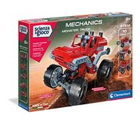Clementoni- Laboratorio di Meccanica-Monster Trucks Science Museum Jeu de constructions, 19087, Multicolore, Medio