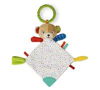 Clementoni - Lovely Bear Comforter Soft Plush, Baby Play 0+, Rattle Stroller dou, Strengthens Motor and Sensory Skills, 100% Machine Washable, Multicoloured, Medium, 17654