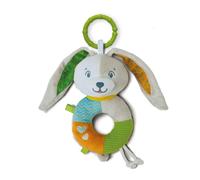 Clementoni - Hochet Lapin - Lovely Soft Bunny Rattle - Peluche Educative - Développement Multisensoriel - Tissu Doux - Facile à Accrocher - pour Enfants Dès 0 Mois