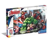 Clementoni | Marvel Puzzle Avengers SuperColor Maxi pour Enfants 4 Ans+ | 104 Pièces 62x42 cm | Hulk Iron Man Thor Captain America | Puzzle Éducatif | Développement Cognitif | Matières Recyclées