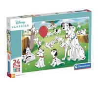 Clementoni - Disney Classique - Les 101 Dalmatiens - Puzzle de 24 Maxi Pièces - Jeu de Patience et de Réflexion - Format Paysage - Image Net - 62 x 42 Cm - pour Enfants À Partir de 3 Ans