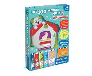 Clementoni - Mes 100 Premiers Mots Bilingues Les Animaux - 2-4 Ans - Jeu éducatif Enfant français Anglais avec Cartes interactives et Lecteur sonore, Apprentissage vocabulaire, Jouet Fille garçon