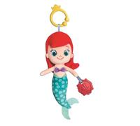 Clementoni | Peluche de Voyage Ariel Disney pour Bébés dès la Naissance | Hochet Intégré & Textures Variées | Anneau d'attache Poussette | Éveil Sensoriel | Activité sans écran | Idée Cadeau Bébé