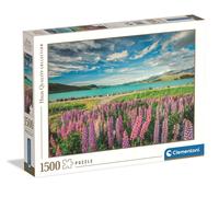 Clementoni - Puzzle pour Adultes 1500 Pièces, HQC Lupins at Lake Tekapo Fabriqué en Italie, 31728