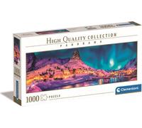 Clementoni - Couleurs de la Nuit sur Les Iles Lofoten - Puzzle de 1000 Pièces - Jeu de Patience et de Réflexion - Format Panorama - Image Net - 98 x 33 Cm - À Partir de 14 Ans