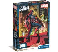 Clementoni - Puzzle 1000 pièces pour adultes et adolescents, puzzle panoramique Marvel Captain America avec poster, boîte compacte, idée de cadeau pour femme et homme, Italy, 70 x 50 cm, 37049