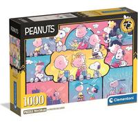 Clementoni - Puzzle 1000 pièces pour adultes et adolescents, Special Series, thème bande dessinée Peanuts et Snoopy, Compact Box avec poster, idée de cadeau pour dames et messieurs, Italy, 70 x 50 cm