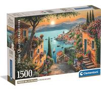 Clementoni - Puzzle 1500 pièces pour adultes et garçons, collection, thème Escalier vers le port, poster inclus, boîte compacte, idée cadeau pour femme et homme, Italy, 84,5 x 59,5 cm, 31729