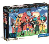 Clementoni - Puzzle 1500 pièces pour adultes et garçons, illustration One Piece avec poster inclus, de la série Anime et Manga, Compact Box, idée cadeau pour femmes et hommes, Italy,