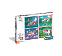 CLEMENTONI - Puzzle 4 en 1 - A Day with Unicorns
