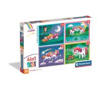 Clementoni – Puzzle enfant A Day with Unicorns – 4-en-1, 72 pièces, Fabriqué en Italie, 21740