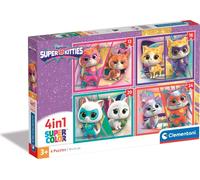 Clementoni puzzle 4en1 SuperKolor Superkitties 21531 - Jouet éducatif