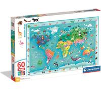 CLEMENTONI Puzzle 60 maxi Carte de la faune super couleur 26072
