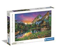 Clementoni | Puzzle 6000 Pièces Lac Alpin pour Adultes 10 Ans+ | Haute Définition | Grand Format 168,6 x 118,4 cm | Scène Montagneuse au Coucher du Soleil | Carton Recyclé | Pièces Remplaçables