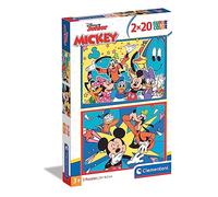 Clementoni | Puzzle Disney Junior Mickey 2×20 Pièces - Supercolor pour Enfants 3 Ans+ | Format 27×18,5 Cm | Activité Manuelle Ludique | Développement Cognitif | Recyclé | Jeu de Société