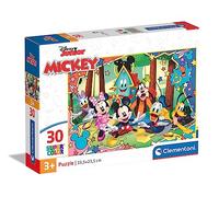 Clementoni | Puzzle Disney Mickey 30 Pièces pour Enfants 3 Ans+ | Supercolor | Personnages Disney Junior | Jeu Motricité et Observation | 33,5 x 23,5 cm | Activité sans Écran | Apprentissage Ludique