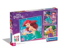 Clementoni | Puzzle Disney Princesses pour Enfants 5 Ans+ | Supercolor | Coffret 3x48 Pièces avec Ariel Jasmine Raiponce | Activité Éducative Observation et Motricité | Jeu sans Ecran